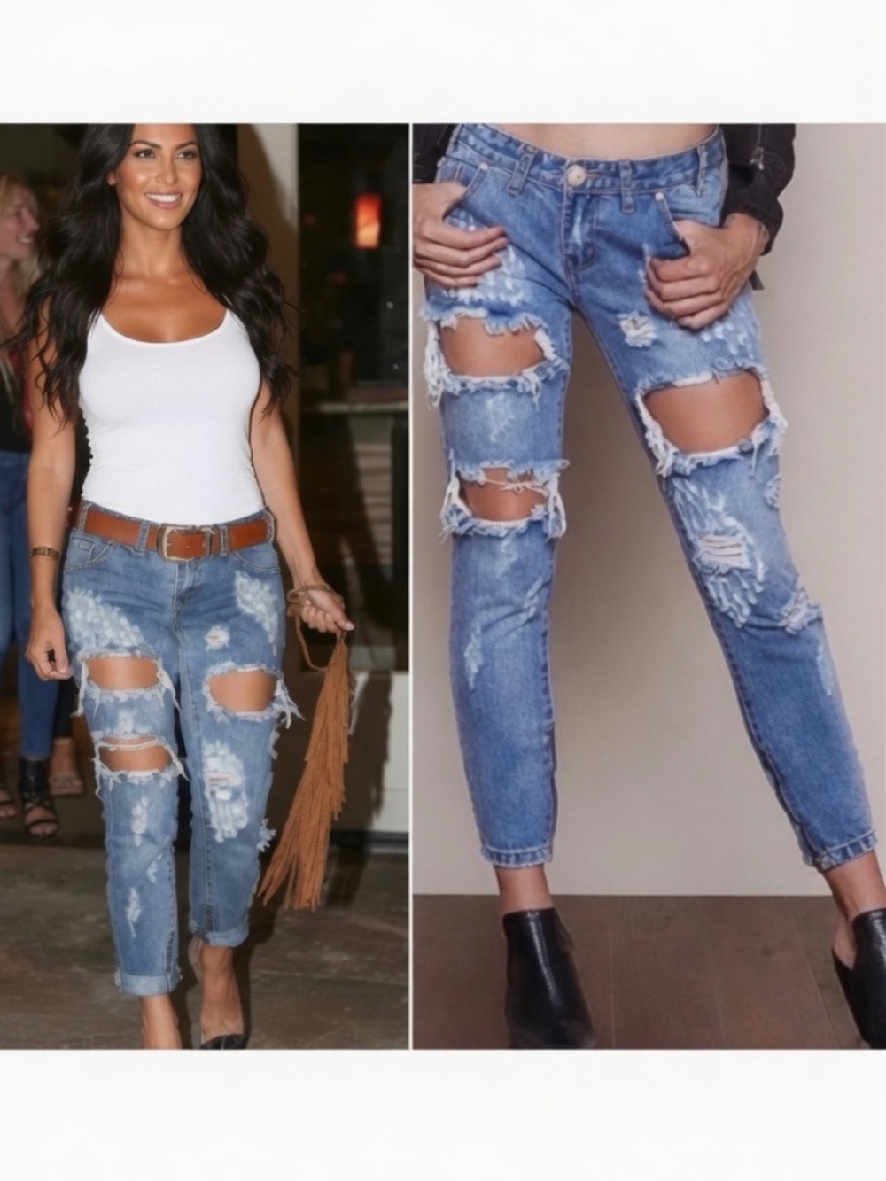 One Teaspoon Trashed Free Birds Ripped Blue Jeans 27 4-6 $166